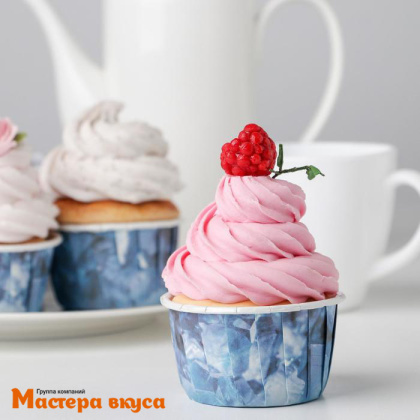 Форма бумажная Маффин 50*40 мм, ламинированная СНЕЖНЫЕ КРИСТАЛЛЫ