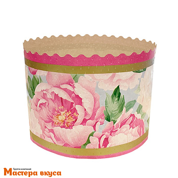 Форма бумажная для кулича (150г) d70*h85 мм ПИОНЫ