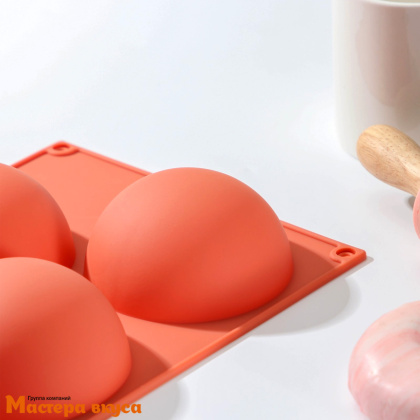 Форма силиконовая ПОЛУСФЕРА (шар),  d 80 мм, (5 ячеек)