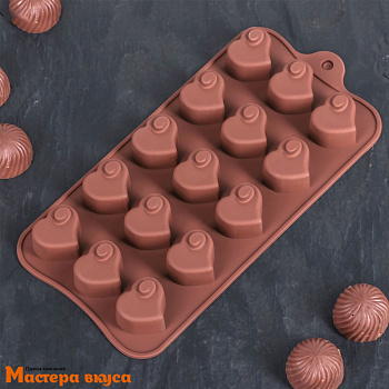 Форма для шоколада силиконовая  СЕРДЦЕЕДКА (15 ячеек) 21,5*11 см