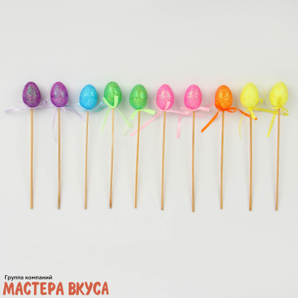 Набор топперов  3D ПАСХАЛЬНЫЕ ЯИЧКИ, пенопласт,дерево (набор 5 шт) ~3*4 см 