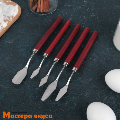 Набор палет-лопаток (мастихины) 19*7,5*1,5 см, металл с деревянной ручкой, набор 5 шт, "Деко"