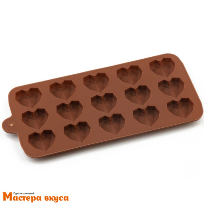Форма для шоколада силиконовая  ГЕОМЕТРИЧЕСКОЕ СЕРДЦЕ, (15 ячеек) 20,5*10,5 см