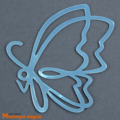 Зеркальное украшение БАБОЧКИ, вид сбоку, серебро/серебро, пластик (набор 3 шт) ~7*6 см