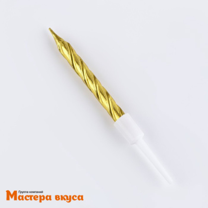 Свечи набор, Спираль металлик Золотой, (набор 10 шт), h-7 см