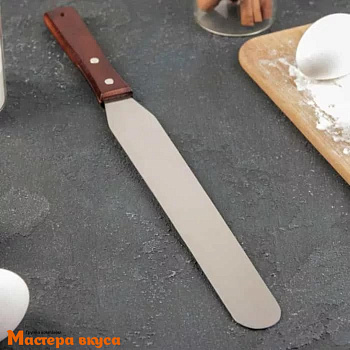 Палета прямая металлическая 25 см, с деревянной ручкой