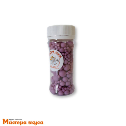 Посыпка Шарики зерновые Матовый микс Сиреневый, (d 2,4,7 мм) 50 гр
