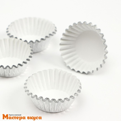 Капсула бумажная для конфет, d-3,5см  h-2см,  МЕТАЛЛИК СЕРЕБРО (миниупак ~20-25 шт)