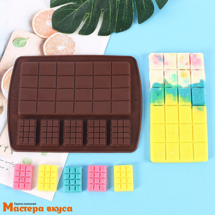Форма для шоколада силиконовая, плитка МИКС 6в1, 15,5*8*1,3 см
