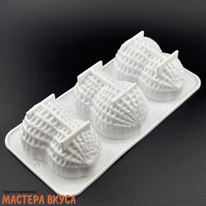 Форма силиконовая, для корпусных и муссовых десертов АРАХИС, 3 ячейки D~6,6*4,5см h~4см