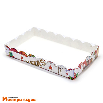 Упаковка для пряников и печенья с прозр. крышкой 200*120*35 мм (XMAS) (2-д)