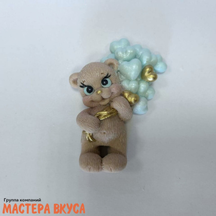 Фигурка из шок. глазури "Мишка с шариками" 2D, h~7 см