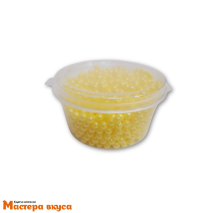 Посыпка Шарики сахарные Жемчуг ЖЕЛТЫЙ перламутр  (2мм), 25 гр