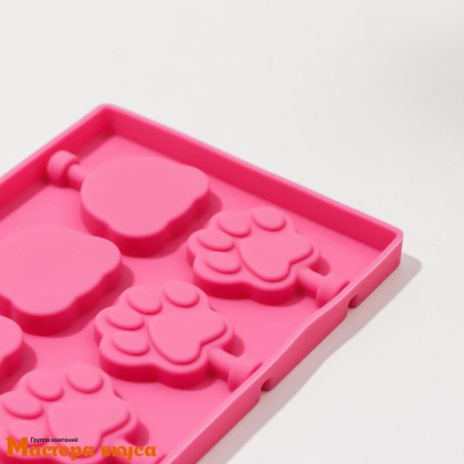 Форма для леденцов силиконовая МИШКА И ЛАПКА, (12 ячеек) 25*10,5*1см