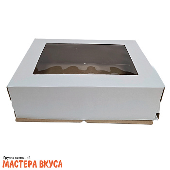 Короб для торта с окном 400*300*120 мм, белый (2-Д) АП