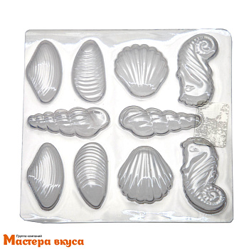 Форма для шоколада пластиковая РАКУШКИ, 10 ячеек, 125*135мм