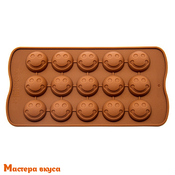 Форма для шоколада силиконовая  ШАРИК СМАЙЛ круглый, (15 ячеек) 20*10 см