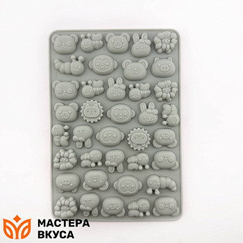 Форма силиконовая ЗВЕРУШКИ, 38 ячеек 20*14 см