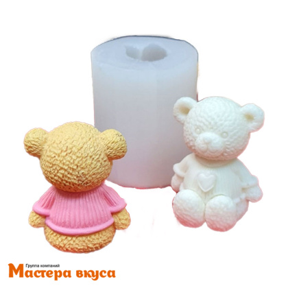 Молд силиконовый  3D МИШКА В КОФТОЧКЕ, мини, изд 3,1*2,8 см (шоколад~18гр)