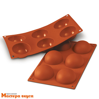 Форма силиконовая ПОЛУСФЕРА (шар),  d 70 мм, (6 ячеек), SilikonFlex (Италия)