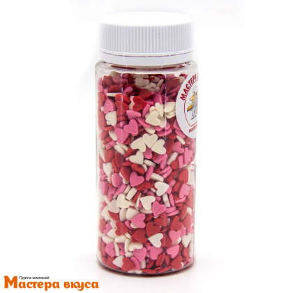 Посыпка СЕРДЕЧКИ Красные-Белые-Розовые, 75 гр 