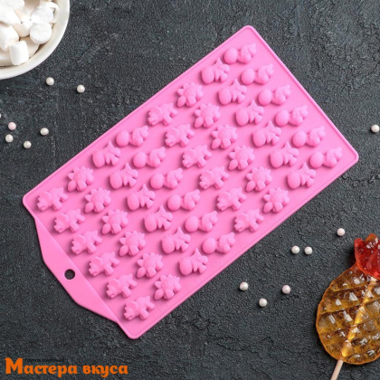 Форма для мармелада и шоколада силиконовая ДИНО, (48 фигур) 19,2*13*0,8 см