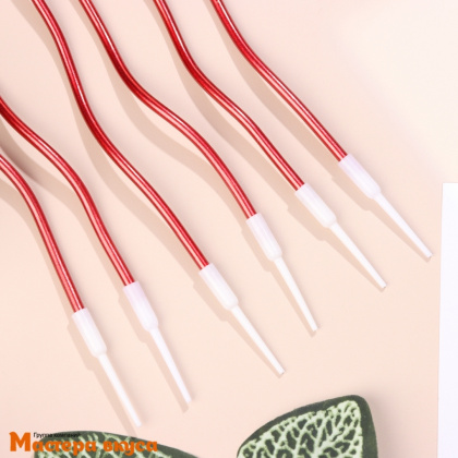 Свечи высокие Волна красные, (набор 6 шт), h-15см