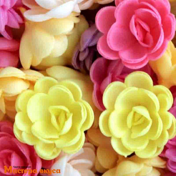 Вафельные цветы РОЗЫ малые d~2,5 см, (упак 145 шт микс)