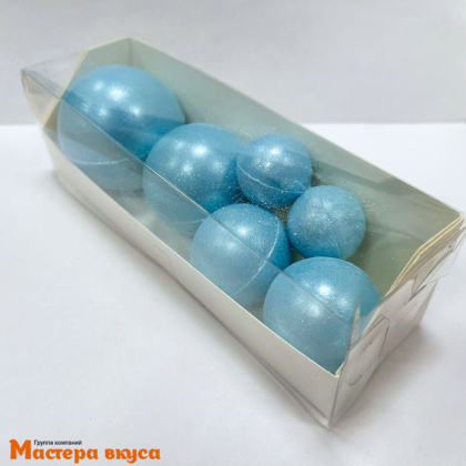 Фигурки из шок. глазури "Набор 6 шаров", ГОЛУБОЙ, d~5.5/ 4.5/ 3.5/ 2.5 см