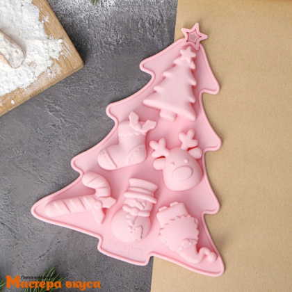 Форма силиконовая НОВОГОДНЕЕ НАСТРОЕНИЕ, (6 ячеек) 23*19*2,5 см 