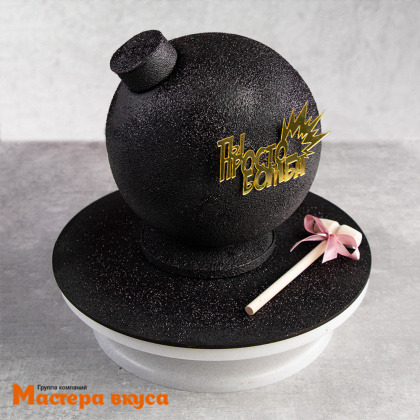 Зеркальное украшение ТЫ ПРОСТО БОМБА, золото, ~10*6 см (без палочки)