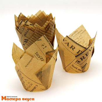 Форма бумажная Тюльпан d50 h80 "Газета крафт", упак 12 шт