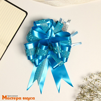 Бант-шар  ГОЛУБОЙ с полосой , (ш 5 см) d~15 см