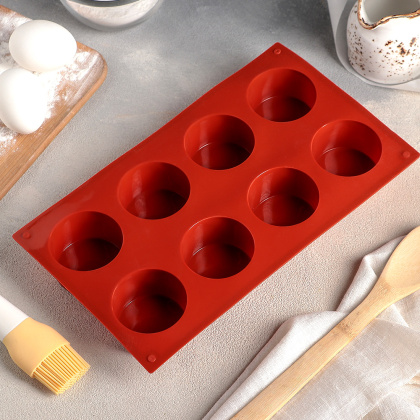 Форма силиконовая КРУГ,  d5.5 h3.5 см, 8 ячеек, 29,5*17,5*4 см