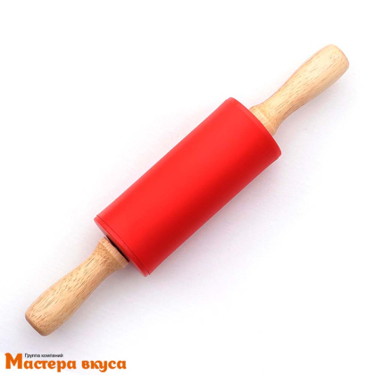 Скалка силиконовая 23 см d-4см (вращающаяся), деревянные ручки "Валенсия"