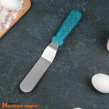 Палета угловая металлическая 15 см (без ручки), пластиковая ручка "Космос" (спатула)