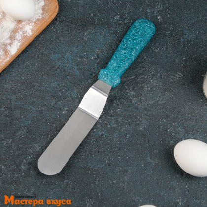 Палета угловая металлическая 15 см (без ручки), пластиковая ручка "Космос" (спатула)