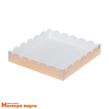 Упаковка для пряников и печенья с прозр. крышкой 120*120*30 мм (золото) (2-д)