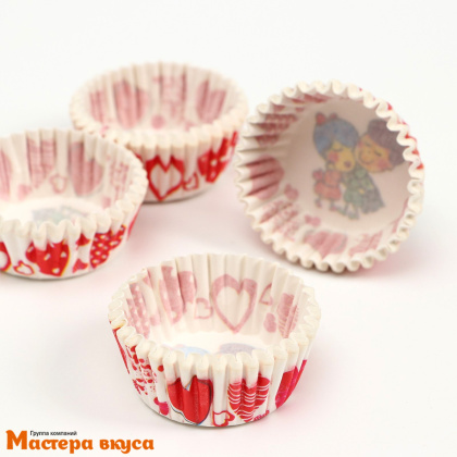 Капсула бумажная для конфет, d-3,5см  h-2см, ВЛЮБЛЕННЫЕ, (миниупак ~25-30 шт)