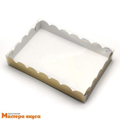 Упаковка для пряников и печенья с прозр. крышкой 220*150*35 мм (золото) (2-д)