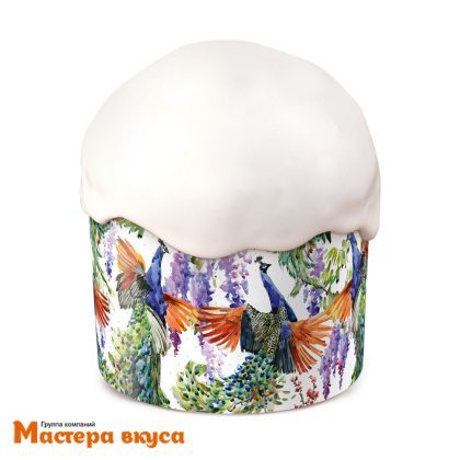 Форма бумажная для кулича ( 75г) d60*h45 мм ПАВЛИНЫ