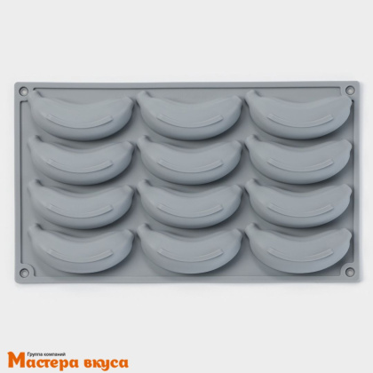 Форма силиконовая, для муссовых десертов БАНАН, (12 ячеек) 30*17,5 см