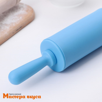 Скалка силиконовая 22 см d-4см (вращающаяся), пластиковые ручки "Севилья"