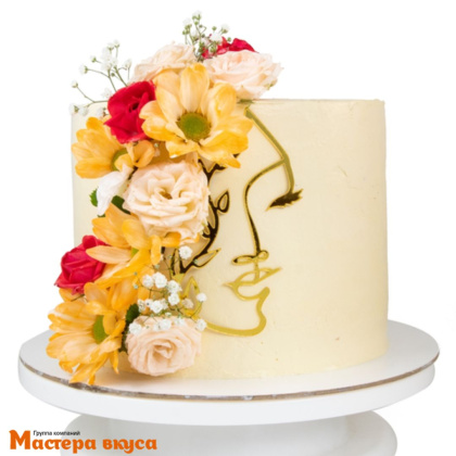 Зеркальное украшение КОНТУР ЛИЦА С МАЛЕНЬКОЙ ВЕТКОЙ, золото, ~12,8*8,5 см (без палочки)