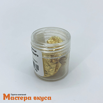 Золото пищевое желтое Поталь  80*80 мм, 23 карата (Е175), 1 лист (баночка)