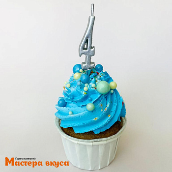 Свеча-цифра "МИНИ", серебро - 4  (h-4.5см)