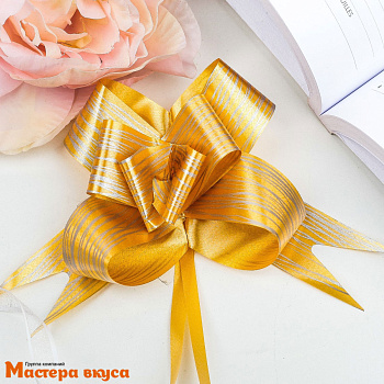 Бант-бабочка ЗОЛОТО Линии, (ш 3 см) d~9 см