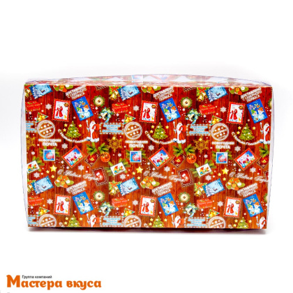Упаковка для пряников и печенья с прозр. крышкой 250*150*35 мм (Новогодняя почта) (2-д)