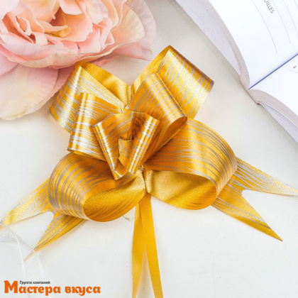 Бант-бабочка ЗОЛОТО Линии, (ш 3 см) d~9 см
