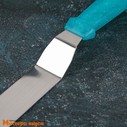 Палета угловая металлическая 25 см (без ручки), пластиковая ручка "Космос" (спатула)